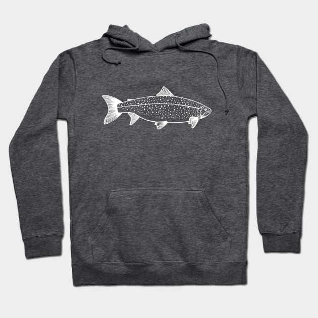 Landlocked Salmon detailed fish drawing Hoodie by Green Paladin